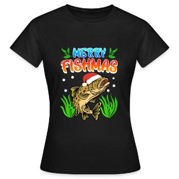 Trout Angler Joyeux Fishmas Angler Noël - T-shirt Femme - noir - Devant - AI Model Female 172 dark (172cm)