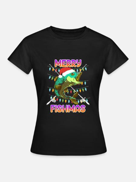 Angler Weihnachten Merry Fishmas Fisch - Frauen T-Shirt - Schwarz