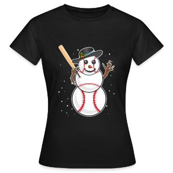 Baseball Schneemann Baseball Spieler Baseballer - Frauen T-Shirt - Schwarz - Vorne - AI Model Female 172 dark (172cm)