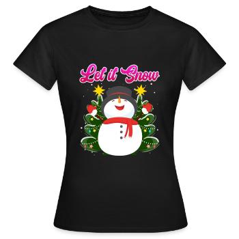Let it Snow Snowman Noël - T-shirt Femme - noir - Devant - AI Model Female 172 dark (172cm)