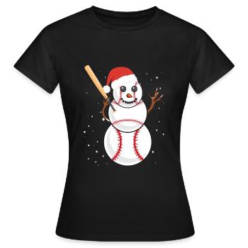 Baseball Schneemann Baseball Spieler Baseballer - Frauen T-Shirt - Schwarz - Vorne - AI Model Female 172 dark (172cm)