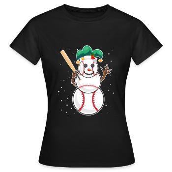Baseball Schneemann Baseball Spieler Baseballer - Frauen T-Shirt - Schwarz - Vorne - AI Model Female 172 dark (172cm)