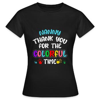 Merci beaucoup pour le temps coloré Merci assistante maternelle - T-shirt Femme - noir - Devant - AI Model Female 172 dark (172cm)