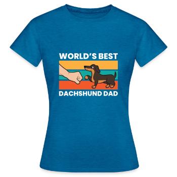 Weltbester Dackel Papa Dackel Hund Papa - Frauen T-Shirt - Antikblaues Saphir meliert - Vorne - AI Model Female 172 dark (172cm)