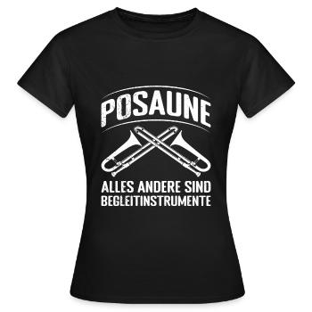 Tout le reste est instruments d’accompagnement trombone - T-shirt Femme - noir - Devant - AI Model Female 172 dark (172cm)