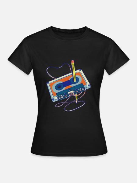 Lieder aufnehmen Radio Kassettenrecorder Kassette - Frauen T-Shirt - Schwarz