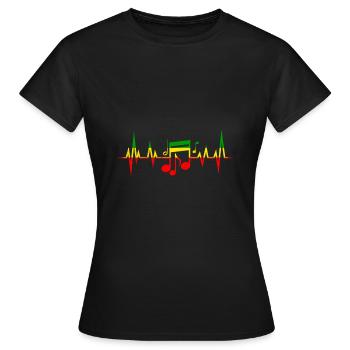 Herzschlag Reggae Musik Ich liebe Musik Noten - Frauen T-Shirt - Schwarz - Vorne - AI Model Female 172 dark (172cm)