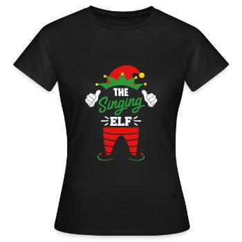 Noël je suis l'elfe chantant chante - T-shirt Femme - noir - Devant - AI Model Female 172 dark (172cm)
