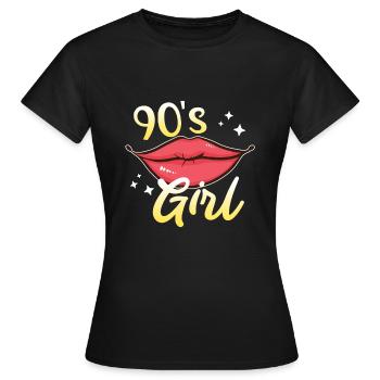 Musik Ich bin ein Mädchen der 90er - Frauen T-Shirt - Schwarz - Vorne - AI Model Female 172 dark (172cm)