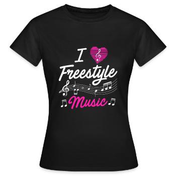 J'aime la musique freestyle - T-shirt Femme - noir - Devant - AI Model Female 172 dark (172cm)