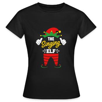 Noël je suis l'elfe chantant chante - T-shirt Femme - noir - Devant - AI Model Female 172 dark (172cm)