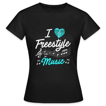 J'aime la musique freestyle - T-shirt Femme - noir - Devant - AI Model Female 172 dark (172cm)