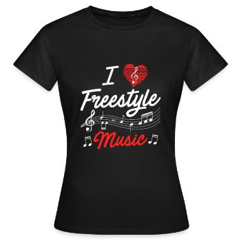 J'aime la musique freestyle - T-shirt Femme - noir - Devant - AI Model Female 172 dark (172cm)