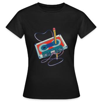 Lieder aufnehmen Radio Kassettenrecorder Kassette - Frauen T-Shirt - Schwarz - Vorne - AI Model Female 172 dark (172cm)