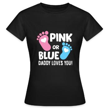 Sexe Révéler la grossesse Rose ou Bleu Papa aime - T-shirt Femme - noir - Devant - AI Model Female 172 dark (172cm)