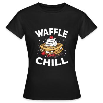 Waffle And Chill Waffles Pastry Funny Waffle - Women's T-Shirt - black - Front - AI Model Female 172 dark (172cm)