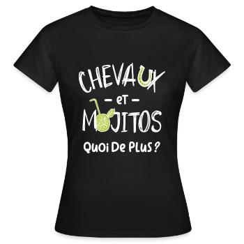 chevaux et mojitos - T-shirt Femme - noir - Devant - AI Model Female 172 dark (172cm)