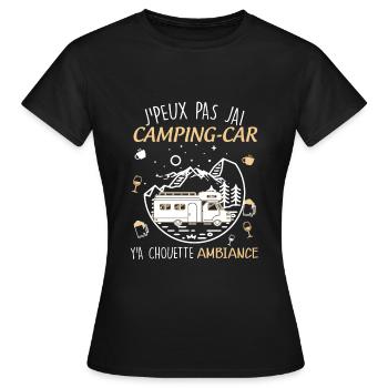 Camping-car Chouette Ambiance - T-shirt Femme - noir - Devant - AI Model Female 172 dark (172cm)