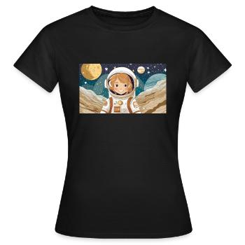 Illustration einer Astronautin - Frauen T-Shirt - Schwarz - Vorne - AI Model Female 172 dark (172cm)