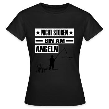 Angeln - Frauen T-Shirt - Schwarz - Vorne - AI Model Female 172 dark (172cm)