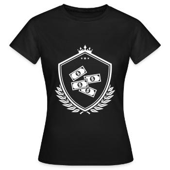 Cash Money Wappen - Frauen T-Shirt - Schwarz - Vorne - AI Model Female 172 dark (172cm)