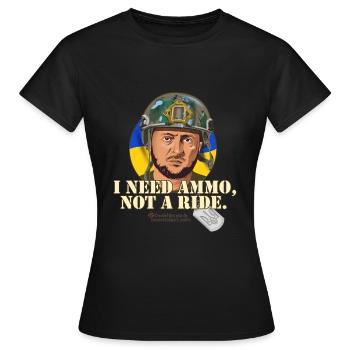 Zelensky cite le covoiturage de munitions - T-shirt Femme - noir - Devant - AI Model Female 172 dark (172cm)