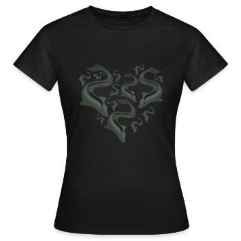 Herz Aal - Frauen T-Shirt - Schwarz - Vorne - AI Model Female 172 dark (172cm)