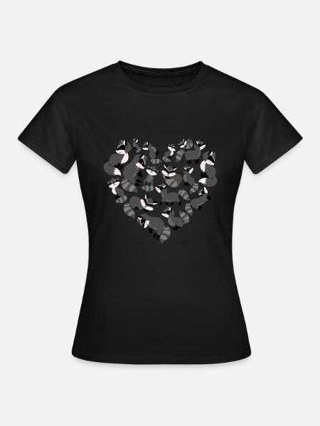 Herz Waschbär - Frauen T-Shirt - Schwarz