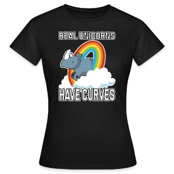 Wahre Einhörner haben Kurven - Frauen T-Shirt - Schwarz - Vorne - AI Model Female 172 dark (172cm)