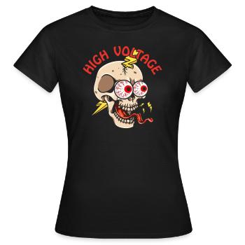 Monteur de lignes électricien crâne à haut voltag - T-shirt Femme - noir - Devant - AI Model Female 172 dark (172cm)
