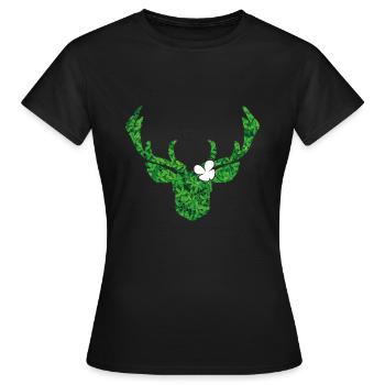 Cerf avec fleur en blanc pour le costume moderne - T-shirt Femme - noir - Devant - AI Model Female 172 dark (172cm)