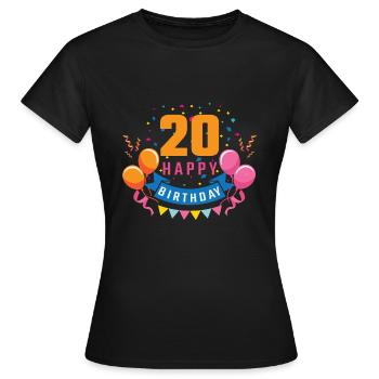 20ème anniversaire de 20 ans Joyeux anniversaire cadeau - T-shirt Femme - noir - Devant - AI Model Female 172 dark (172cm)
