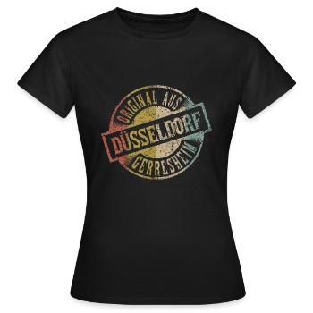 original aus Düsseldorf Gerresheim Retro Design - Frauen T-Shirt - Schwarz - Vorne - AI Model Female 172 dark (172cm)
