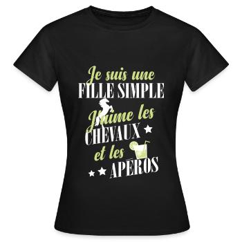 Cheval - Une fille simple - T-shirt Femme - noir - Devant - AI Model Female 172 dark (172cm)