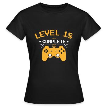 18th Birthday Gamer Level 18 Complete Gift - Women's T-Shirt - black - Front - AI Model Female 172 dark (172cm)