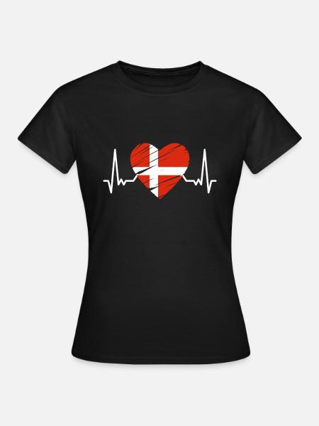 Dänemark Flagge Skandinavien Dänische Flagge Reise - Dame-T-shirt - sort