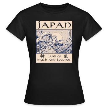 Japon Histoire démon tsunami - T-shirt Femme - noir - Devant - AI Model Female 172 dark (172cm)