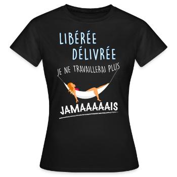 Femme Retraite Humour Maman Collègue De Travail - T-shirt Femme - noir - Devant - AI Model Female 172 dark (172cm)