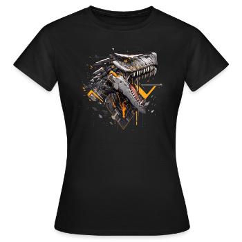 Mecha Tier Tiger Wolf Fuchs Dino Bär Cyborg - Frauen T-Shirt - Schwarz - Vorne - AI Model Female 172 dark (172cm)