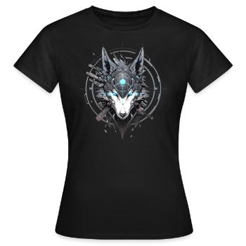 Mecha Tier Tiger Wolf Fuchs Dino Bär Cyborg - Frauen T-Shirt - Schwarz - Vorne - AI Model Female 172 dark (172cm)