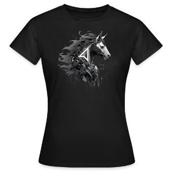 Mecha Tier Tiger Wolf Fuchs Pferd Cyborg - Frauen T-Shirt - Schwarz - Vorne - AI Model Female 172 dark (172cm)