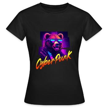 Ours Cyberpunk - T-shirt Femme - noir - Devant - AI Model Female 172 dark (172cm)