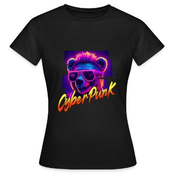 Ours Cyberpunk - T-shirt Femme - noir - Devant - AI Model Female 172 dark (172cm)