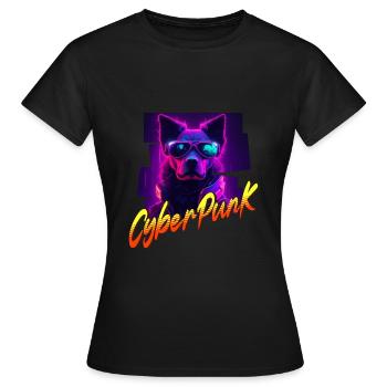 Chien Cyberpunk - T-shirt Femme - noir - Devant - AI Model Female 172 dark (172cm)