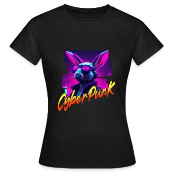 Lapin Cyberpunk - T-shirt Femme - noir - Devant - AI Model Female 172 dark (172cm)
