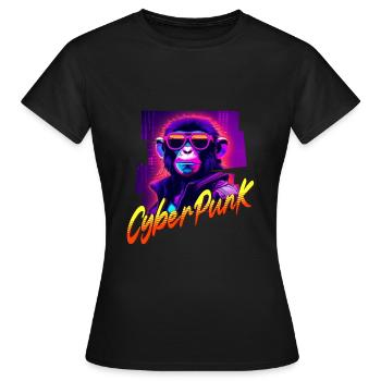 Singe Cyberpunk - T-shirt Femme - noir - Devant - AI Model Female 172 dark (172cm)
