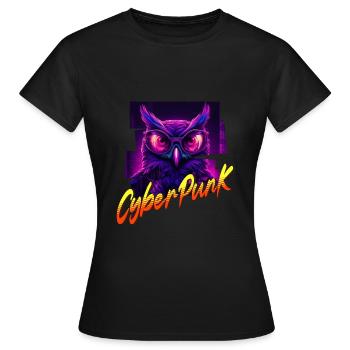 Hibou Cyberpunk - T-shirt Femme - noir - Devant - AI Model Female 172 dark (172cm)