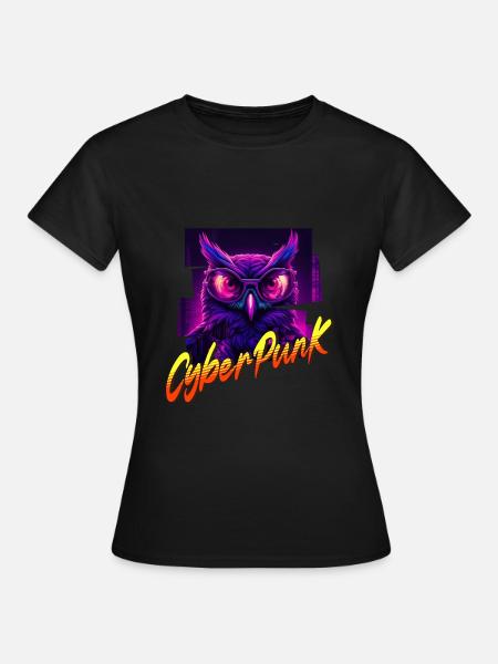 Cyberpunk-Eule - Frauen T-Shirt - Schwarz