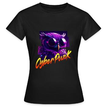 Hibou Cyberpunk - T-shirt Femme - noir - Devant - AI Model Female 172 dark (172cm)