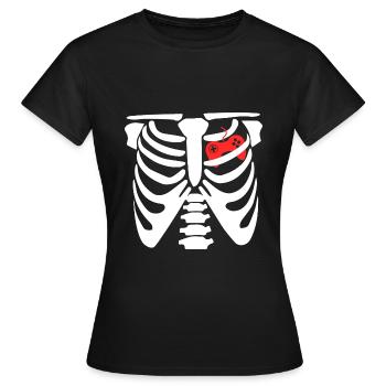 Manette de jeu gamer squelette - T-shirt Femme - noir - Devant - AI Model Female 172 dark (172cm)